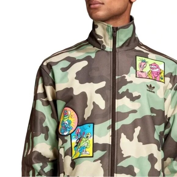 NEW Jeremy Scott x Adidas Camo Illustrated Artwork Track Jacket Sz S - Picture 12 of 14